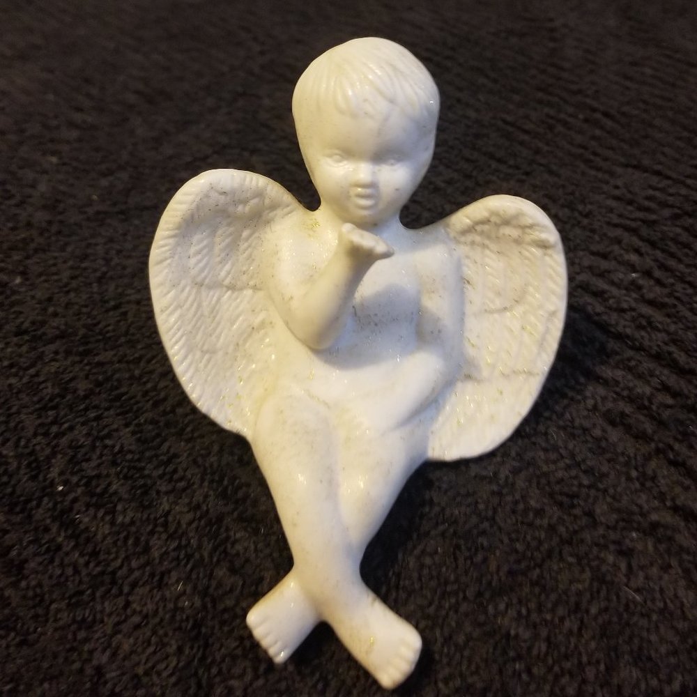 Angel Boy with Gold Sparkly Wings Shelf Sitter